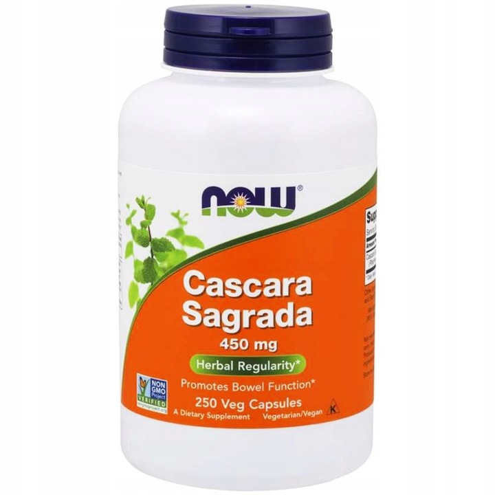 NOW Foods Cascara Sagrada Szakłak Jelita Zaparcia Wątroba 450mg 250 vcaps