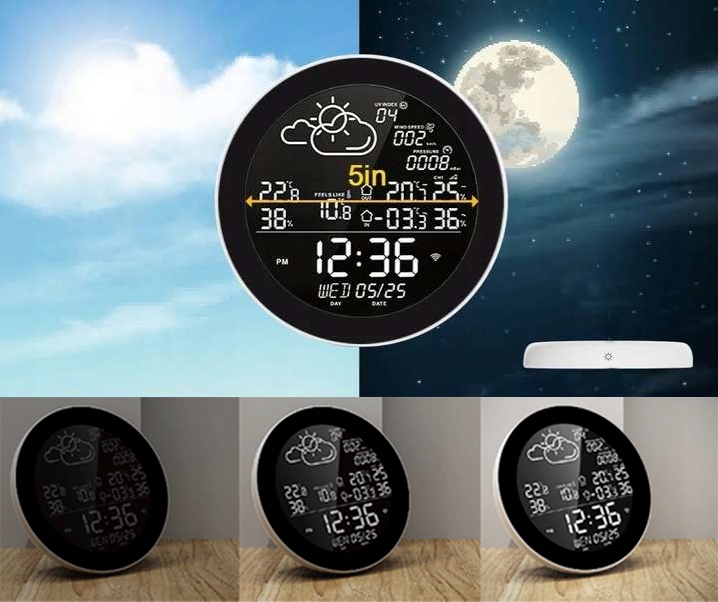 STACJA POGODY POGODOWA WIFI METEOROLOGICZNA TUYA ZEGAR 3 CZUJNIKI SMART
