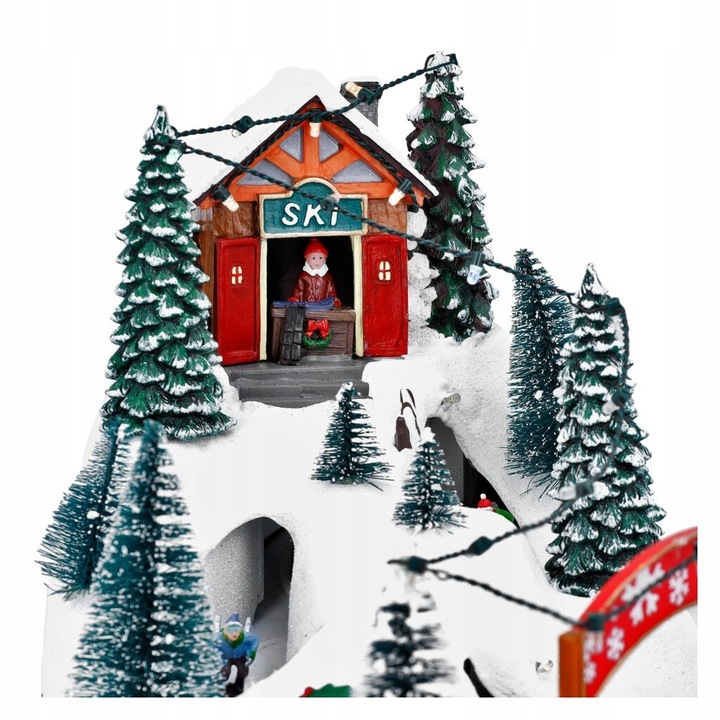 Świąteczna wioska ze stokiem narciarskim 25,5cm
