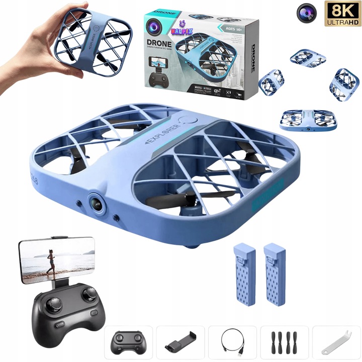 Trikowy mini dron Halpix zdalnie sterowany z kamerą 8K i Wi-Fi