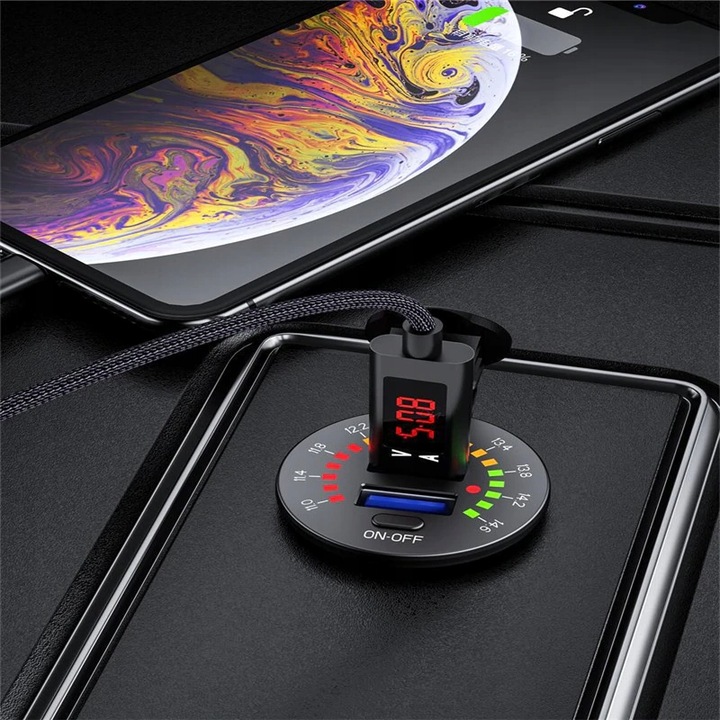 ŁADOWARKA SAMOCHÓD 2x USB QC3.0 WOLTOMIERZ 3A