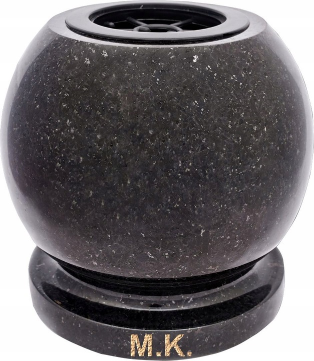 Wazon w Kształcie Kuli Kulowazon Granitowy Czarny Na Stopie