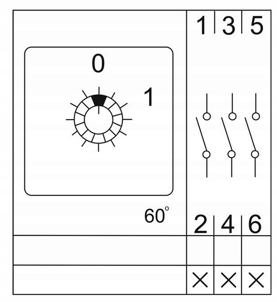 ŁĄCZNIK KRZYWKOWY 16A 0-1 3F W OBUDOWIE IP65