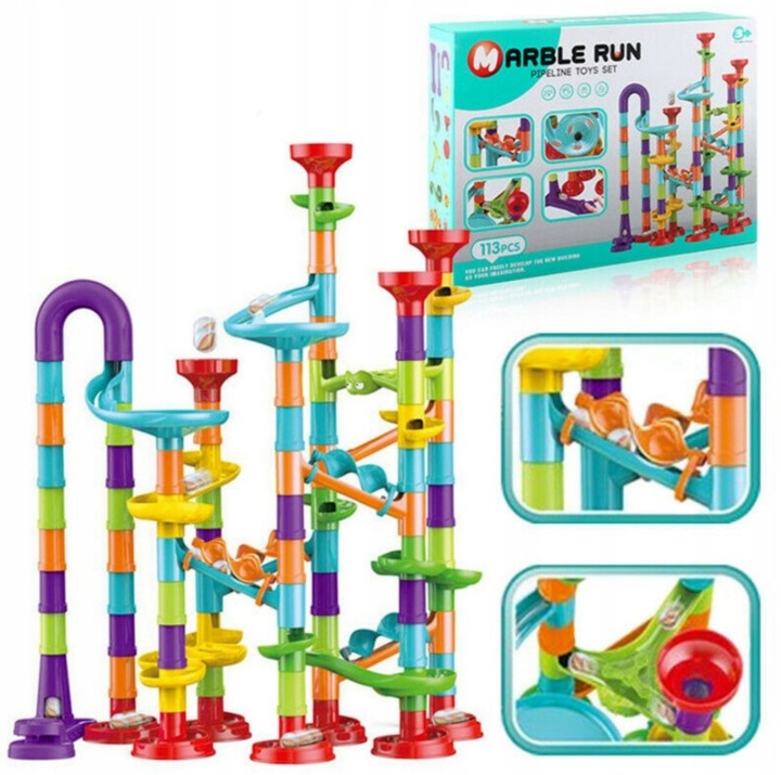 Tor Kulkowy KULODROM ZESTAW 113 el KULKI WYRZUTNIA Zjeżdżalnia dla kulek