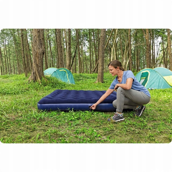 DUŻY MATERAC SZEROKI DMUCHANY 203 x 183 x 22 cm DWUOSOBOWY POMPOWANY