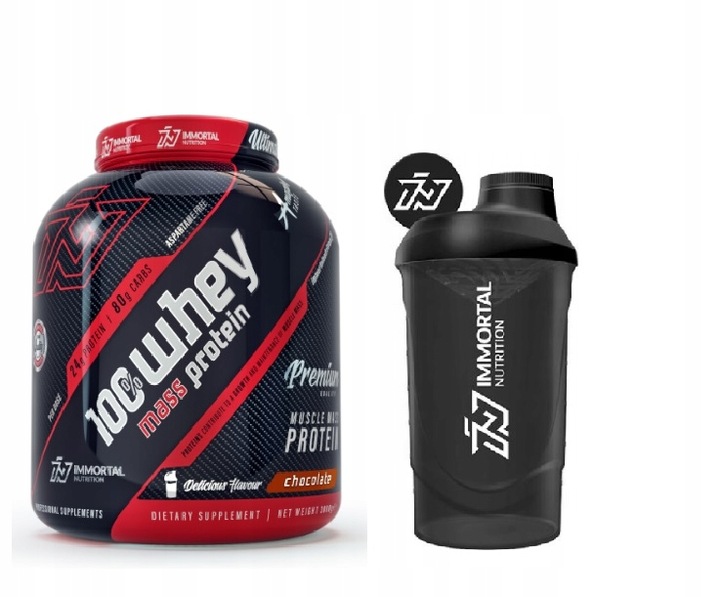 IMMORTAL WHEY MASS PROTEIN 3000G CZEKOLADA GAINER MASA GAJNER PROSZEK