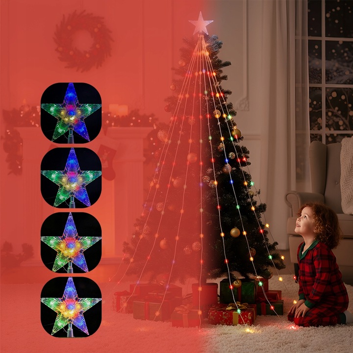 DEKORACJE BOŻONARODZENIOWE, LAMPKI BOŻONARODZENIOWE, 9 PASM, Z 198 LED