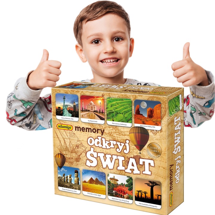 Gra planszowa ODKRYJ ŚWIAT MEMORY Adamigo + ołówek
