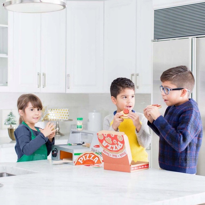 Drewniana pizza z akcesoriami Mały kucharz Pizza na rzep Piec MelissaDoug