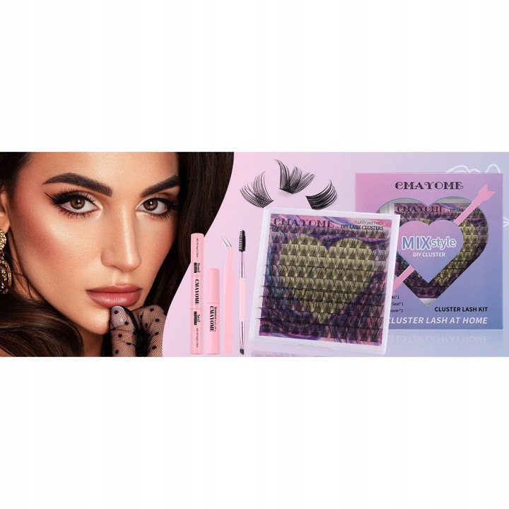 RZĘSY BONDINGOWE ZESTAW STARTOWY RZĘSY DIY 120 KĘPEK D CURL CLUSTER LASHES