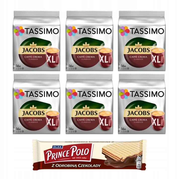 Kapsułki Tassimo Jacobs Caffe Crema 5+1 GRATIS! Prince Polo GRATIS