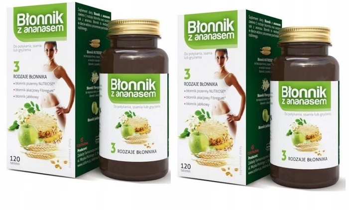 Błonnik z ananasem 120tabl odchudzanie zaparcia 2x