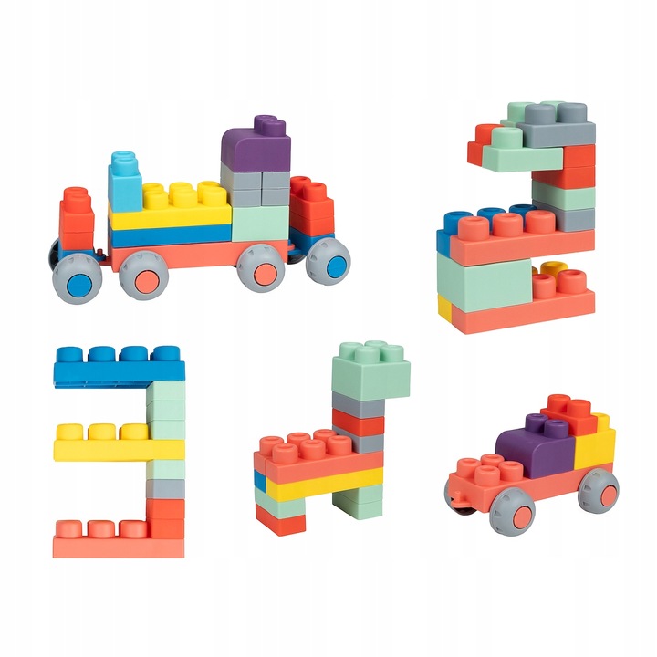 SMILY PLAY MIĘKKIE KLOCKI 80 elementów, klocki dla malucha +18 m-cy