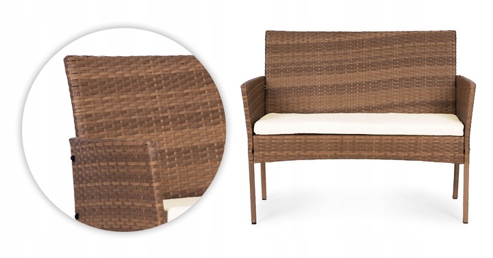 ZESTAW MEBLI OGRODOWYCH Z TECHNORATTANU ŁAWKA STÓŁ KRZESŁA BRĄZ MultiGarden