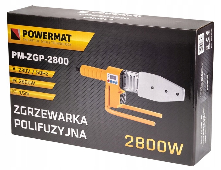 ZGRZEWARKA POLIFUZYJNA LCD DO RUR PCV PP 2800W 7-MATRYC 16-63 + WALIZKA