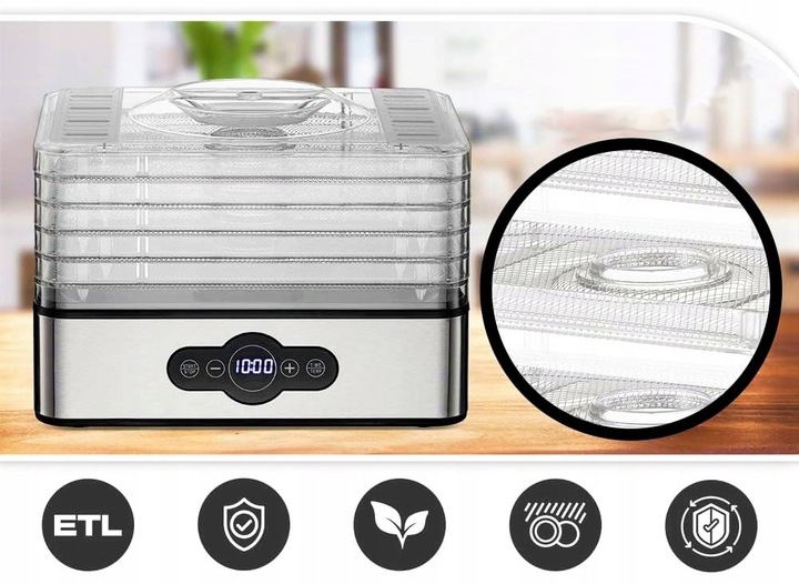 SUSZARKA DO GRZYBÓW OWOCÓW WARZYW SPOŻYWCZA DUŻA STALOWE SITA 500W ŻYWNOŚCI