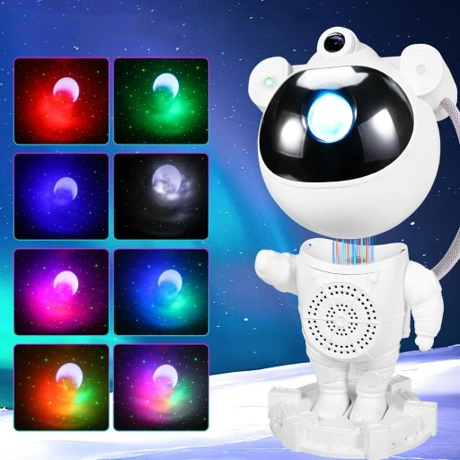 Lampka nocna GŁOŚNIK DO USYPIANIA Bluetooth ASTRONAUTA Projektor gwiazd