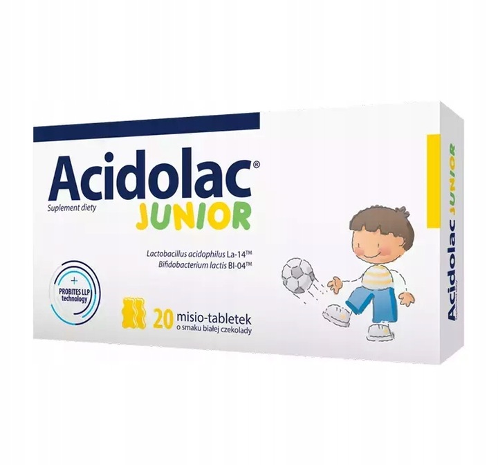 2x ACIDOLAC JUNIOR MISIO-TABLETKI (BIAŁA CZEKOLADA)