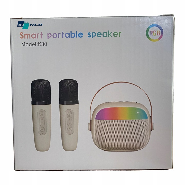 PRZENOŚNY GŁOŚNIK KARAOKE RGB 2 MIKROFONY USB SD MINI JACK BLUETOOTH