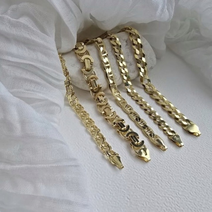 ZŁOTY PEŁNY ŁAŃCUSZEK DAMSKI BISMARK PR. 925 585 14K + GRAWER GRATIS