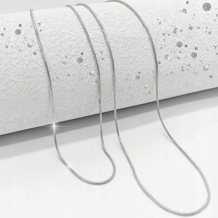 NASZYJNIK Łańcuszek 42 cm Srebrny 925 GRUBA LINKA ŻMIJKA ŻYŁKA OKRĄGŁA