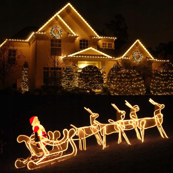 PIĘKNY JASNY WĄŻ ŚWIETLNY Z BROKATEM LED LAMPKI OZDOBNE CHOINKOWE 10M ZEW.