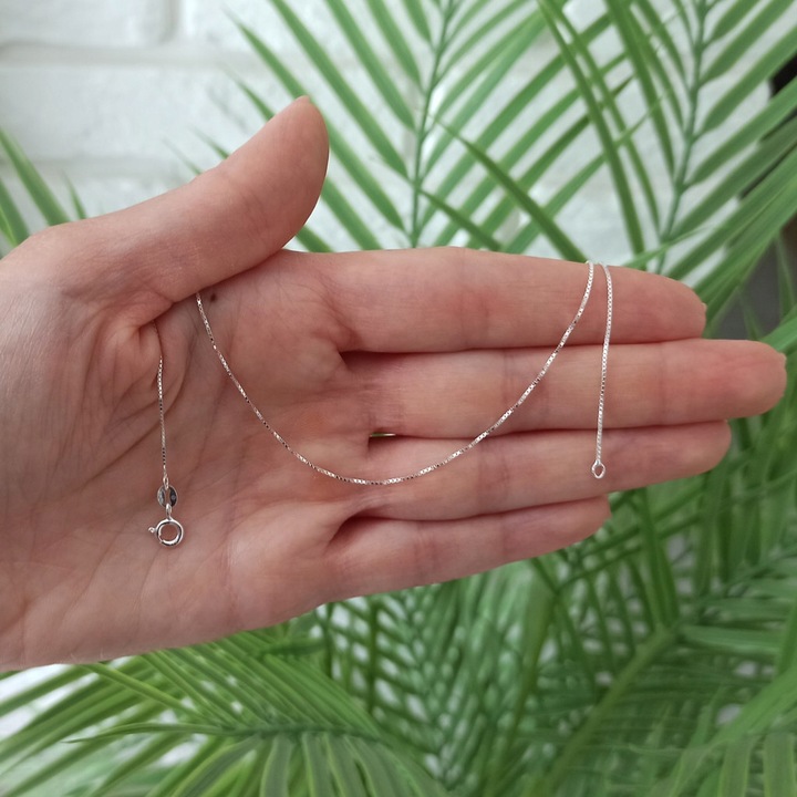 Łańcuszek DAMSKI srebrny KOSTKA cube 40cm 0.7mm SREBRO 925