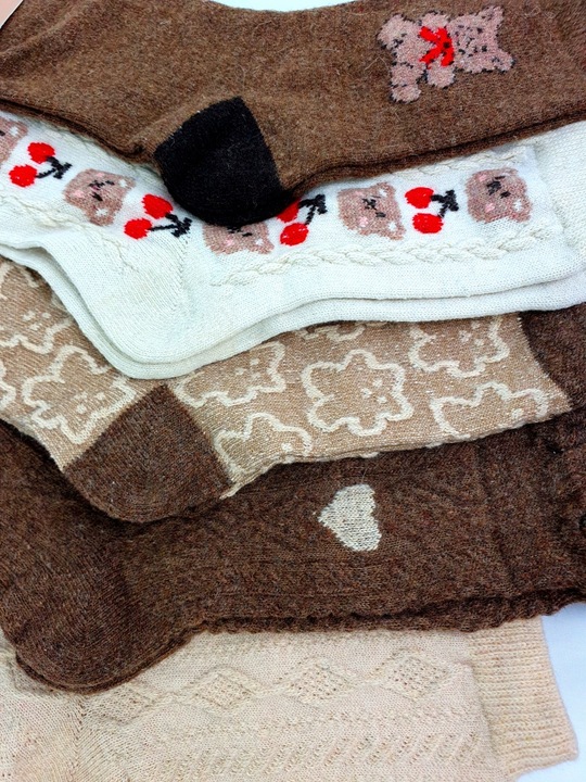 8x CIEPŁE WEŁNIANE SKARPETKI DAMSKIE KOLOROWE NATURALNE DŁUGIE ANGORA ZIMA