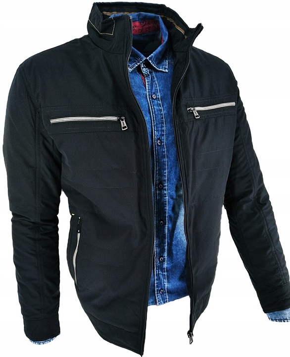 KURTKA MĘSKA PRZEJŚCIOWA PROSTA CIEMNA 3717 M