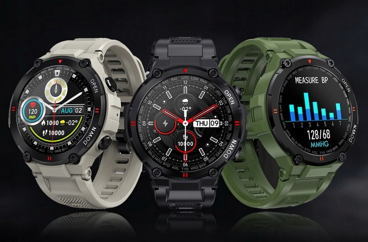 WOJSKOWY ZEGAREK SMARTWATCH PULSOMETR ROZMOWY POLSKIE MENU MOCNA BATERIA