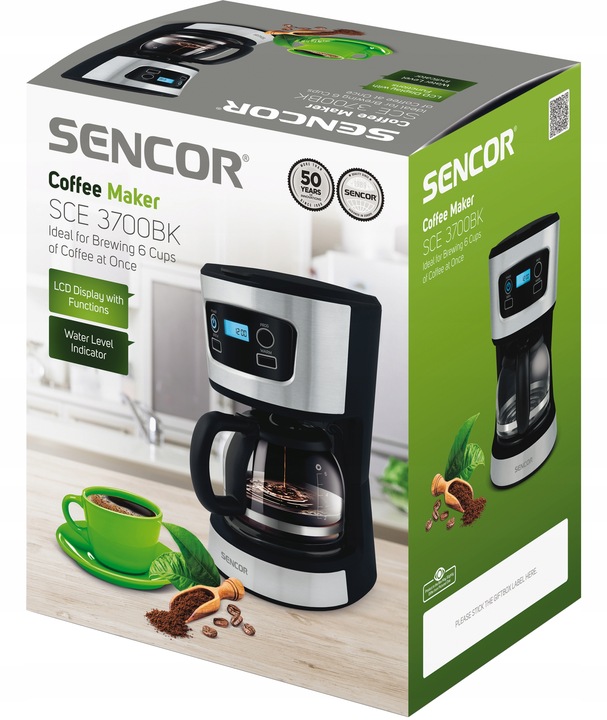 EKSPRES DO KAWY PRZELEWOWY Z WIELORAZOWYM FILTREM SENCOR 700W 0,75L