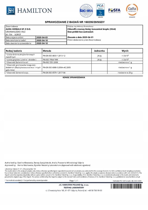 AURA HERBALS Chlorofil z morwy białej w kroplach