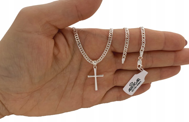SREBRNY ŁAŃCUSZEK MĘSKI ROMBO I KRZYŻYK 030/60 ZESTAW IDEALNY NA PREZENT