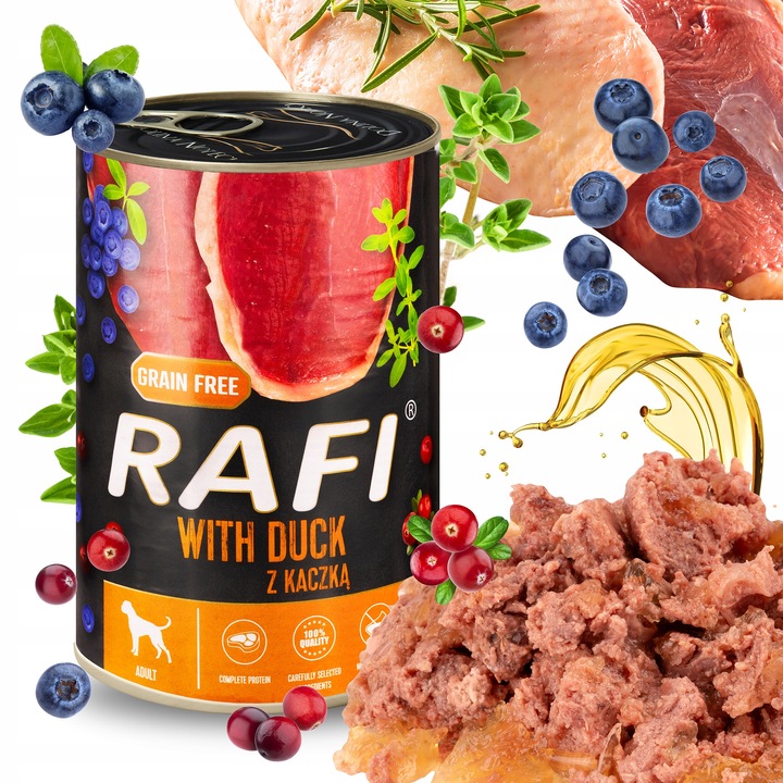 MOKRA KARMA DOLINA NOTECI RAFI ADULT BEZ ZBÓŻ PUSZKA MIX SMAKÓW 24 x 400G