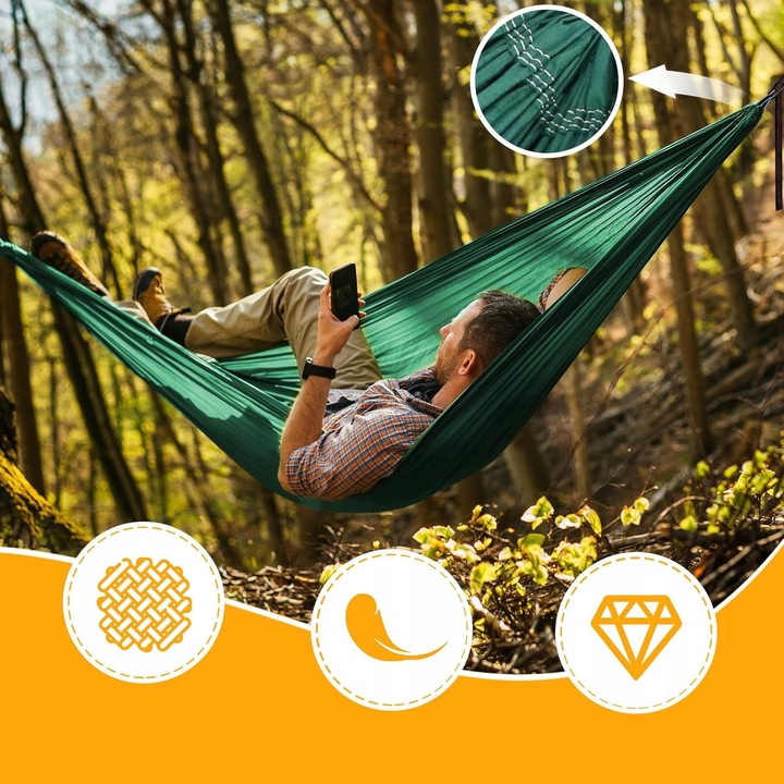 HAMAK KEMPINGOWY Z MOSKITIERĄ, HAMAK PODRÓŻNY DO UŻYTKU NA ZEWNĄTRZ, 270 CM