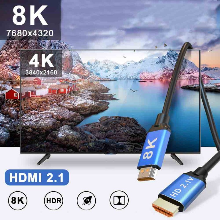 Zenwire KABEL PRZEWÓD HDMI 2.1 8K 4K HDR UHD DO PS5 PS4 XBOX ONE X 360 2M