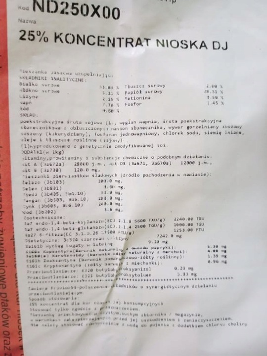 Koncentrat Nioska DJ do paszy karma dla kur niosek Nutrena 25kg witaminy