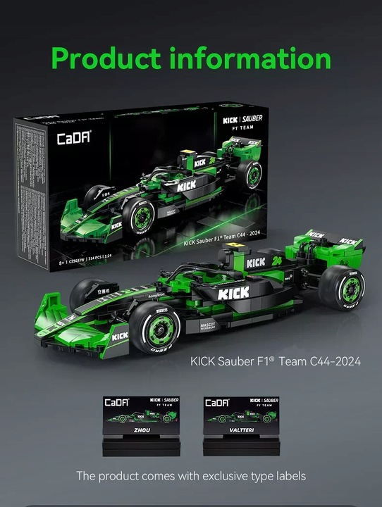 KLOCKI CADA BOLID FORMULA 1 KICK SAUBER F1 TEAM C44 314 EL. C55032W