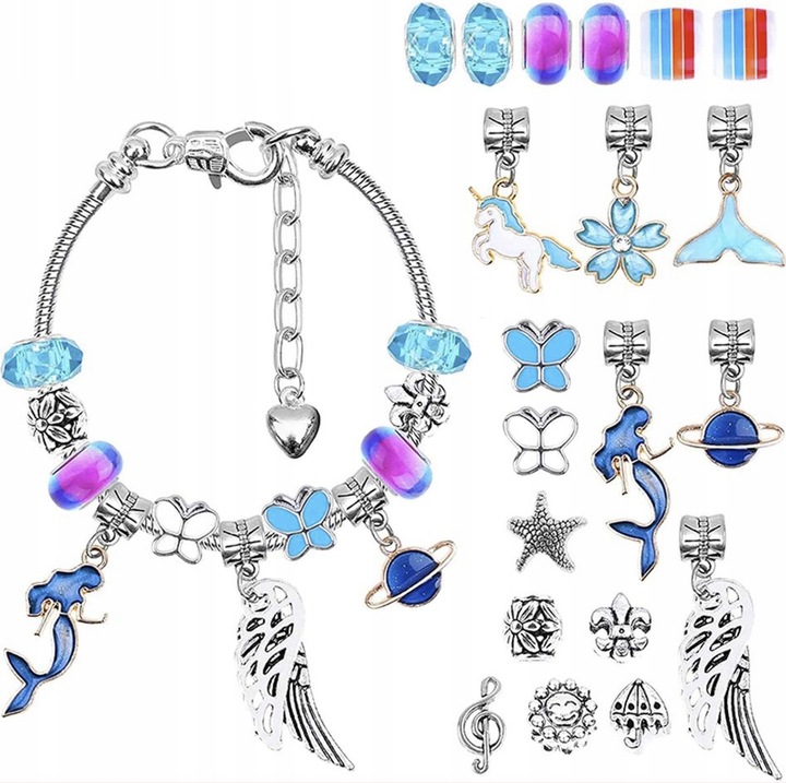 ZESTAW DO ROBIENIA BRANSOLETEK BIŻUTERI NASZYJNIK KORALIKI CHARMS ZAWIESZKI