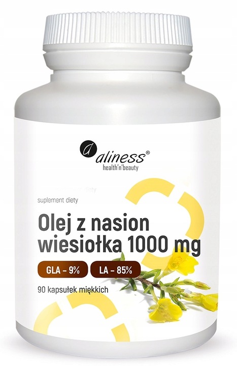 ALINESS OLEJ Z NASION WIESIOŁKA 9% 1000MG 90 KAPSUŁEK SKÓRA HORMONY
