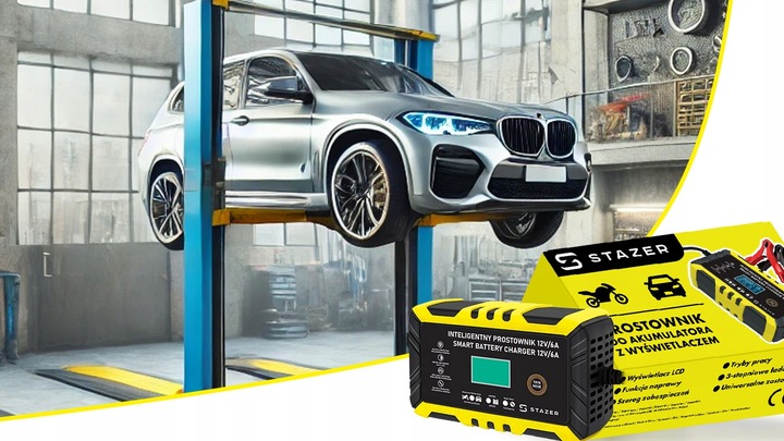 PROSTOWNIK DO AKUMULATORÓW SAMOCHODOWY AUTOMATYCZNY Z FUNKCJĄ NAPRAWY 12V