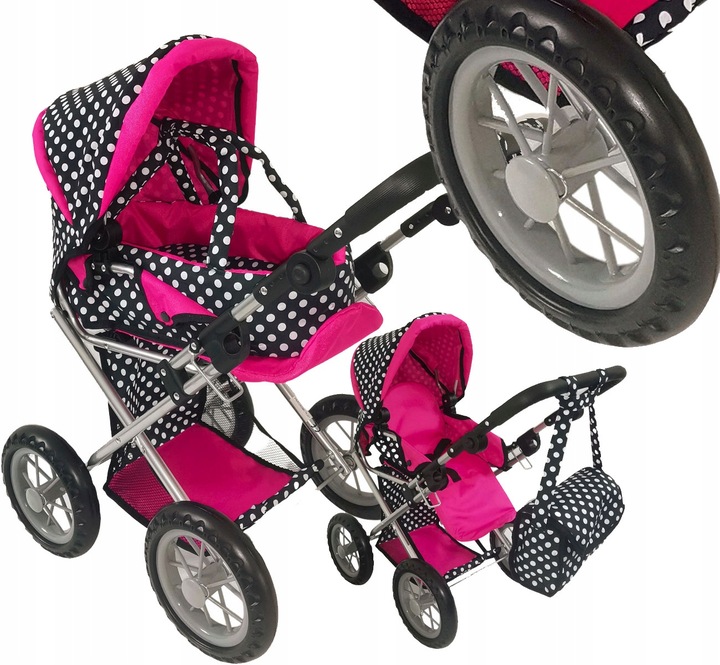 WÓZEK DLA LALEK SPACERÓWKA GONDOLA 3w1 + NOSIDEŁKO