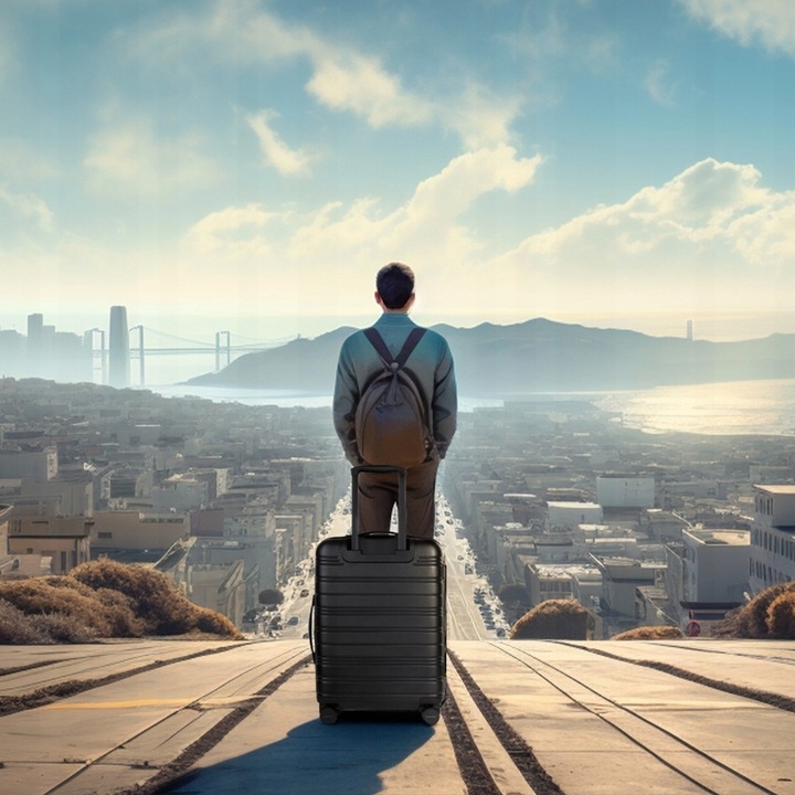 Walizka - Materiał ABS | kółka 360° | zamek TSA | uchwyt na telefon i napój