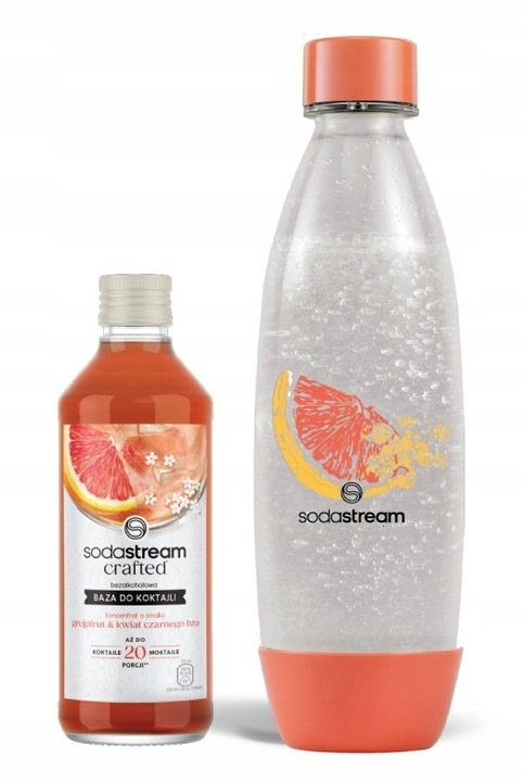 Baza do koktajli SodaStream Grejpfrut Kwiat Bzu 330ml + Butelka 1l+ książka