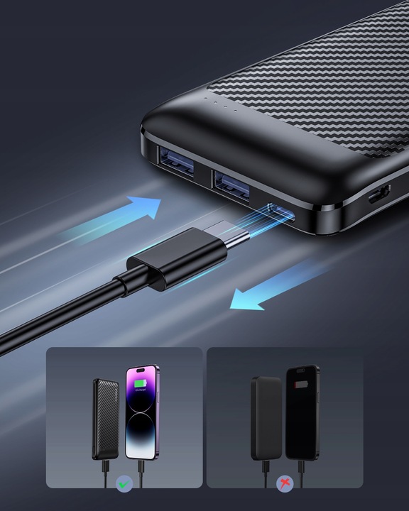 INNOSTYLE POWERSMART+ POWERBANK 10000MAH 3X USB USB-C 20W Z KABLEM USB-C