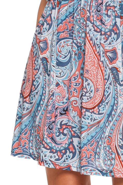 Krótka Sukienka Damska Rozkloszowana Zwiewna Kolorowa Wzorzysta MORAJ S/M