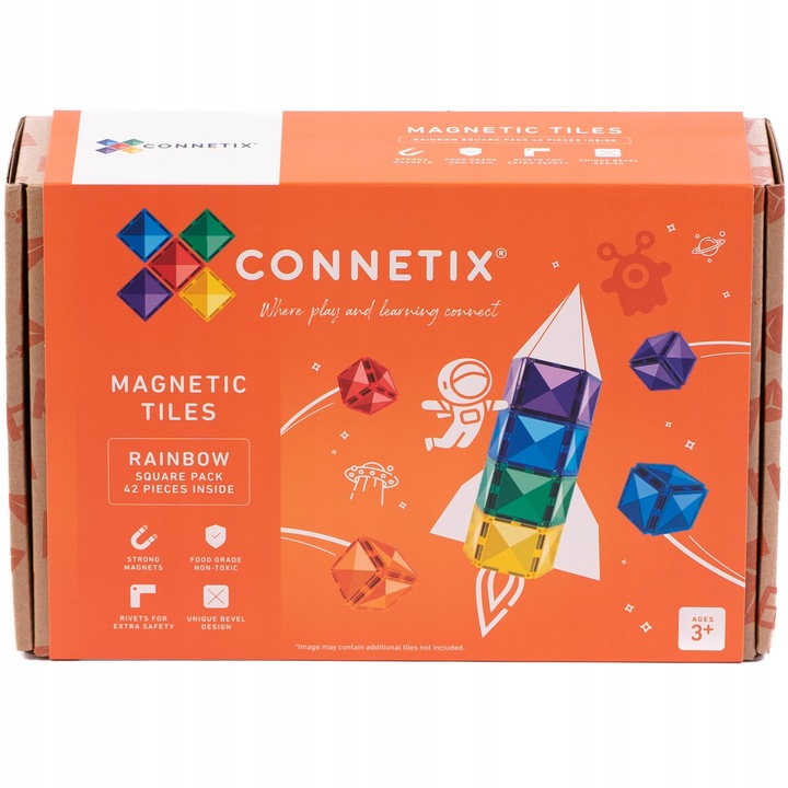 klocki magnetyczne Rainbow Square Pack 42 Connetix kwadraty
