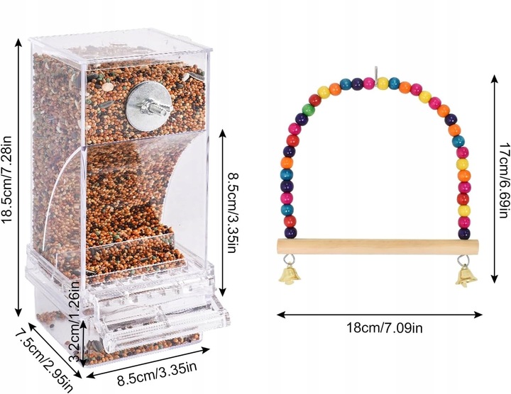 AUTOMATYCZNY DOZOWNIK KARMNIK DLA PTAKÓW PAPUG NIMFY KANARKI