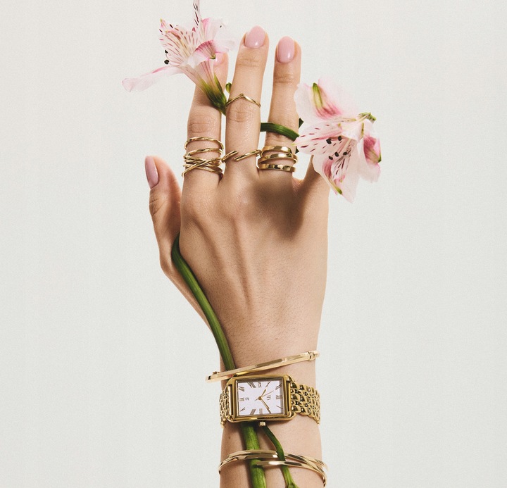 Kolczyki srebrne pozłacane z różowymi cyrkoniami - kwiaty - Mini YES