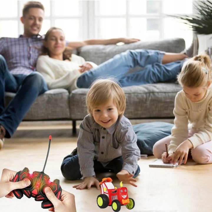 TRAKTOR AUTKO ZDALNIE STEROWANE CIĄGNIK RC CZERWONY ŚWIECI SKACZE TAŃCZY